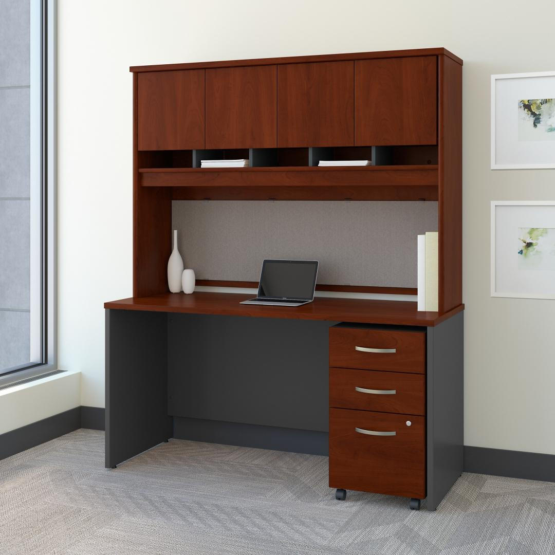 Bush Business Furniture Bush Series C 60W x 24"D Office Desk with Hutch and Mobile File 