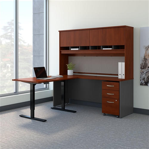 Bush Business Furniture Bush Series C 72W Desk with 48W Height Adjustable Return, Hutch and Storage 