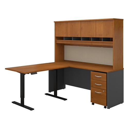 Bush Business Furniture Bush Series C 72W Desk with 48W Height Adjustable Return, Hutch and Storage 