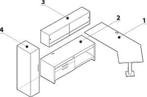 Global Total Office Global Princeton Modern Wall Desk Layout A1R 