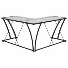  Flash Furniture Glass L-Shaped Computer Desk with Black Frame Finish 