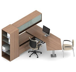 Global Total Office Global Princeton Wall Desk with J Shaped Surface A1V
