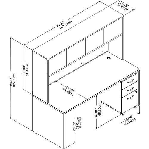 Bush Business Furniture Bush Studio C 72W x 30D Desk with Hutch and Mobile File Cabinet 