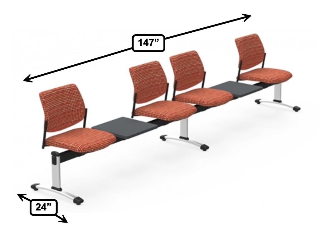 Global Total Office Global Sidero Modular Beam Chair with Accent Tables SID505