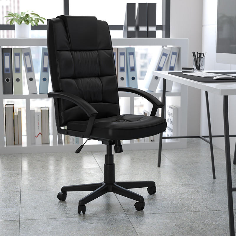  Flash Furniture High Back Black Leather Office Chair 
