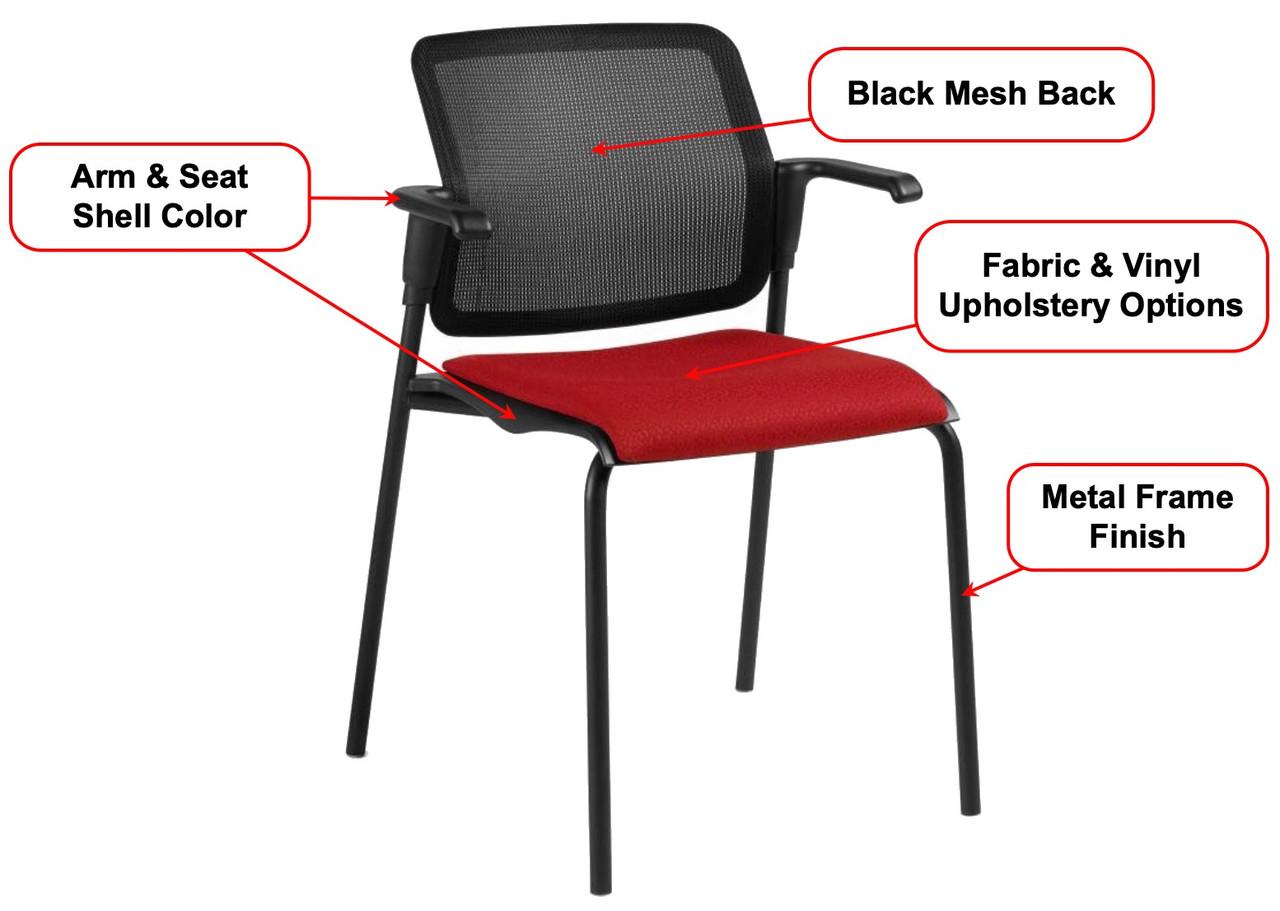 Global Total Office Global Sonic Mesh Back Guest Chair with Fabric Seat - 6514MB
