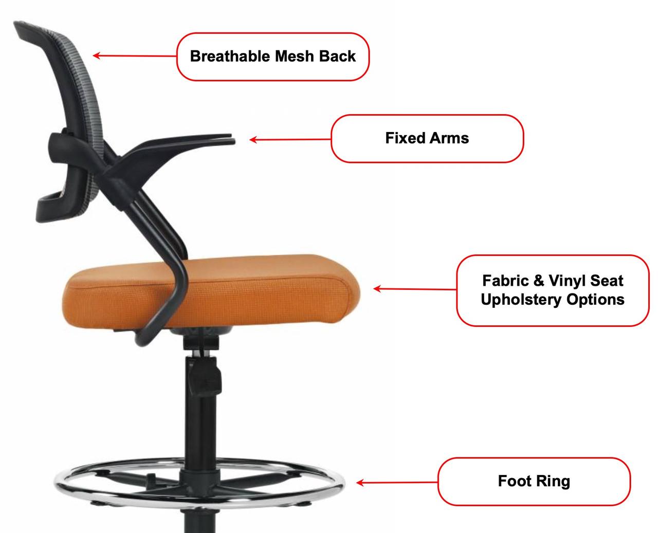 Global Spritz 6768-6 Mesh Back Drafting Chair
