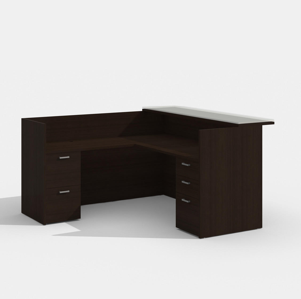 Cherryman Office Furniture Cherryman Amber Series AM-400N Reception Desk with Glass Transaction Top 