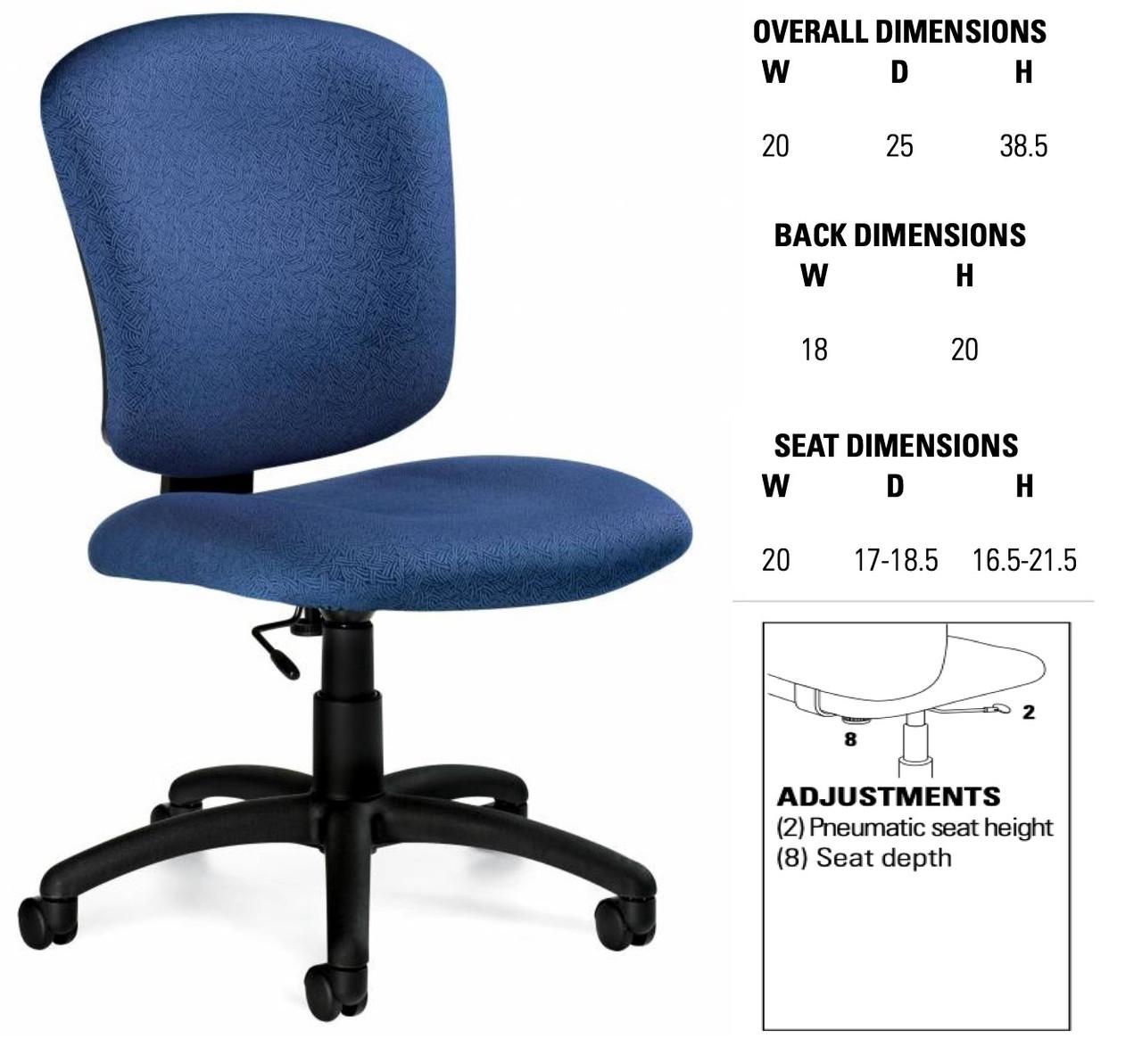 Global Total Office Global Supra X Armless Medium Back Office Chair 5337-6