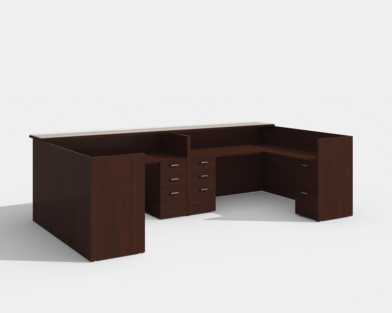 Cherryman Office Furniture Cherryman Amber Series AM-404N Multi User Reception Station with Glass Accents 