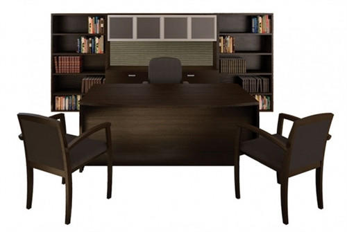 Cherryman Office Furniture Cherryman Amber Series Black Cherry Executive Furniture Set 