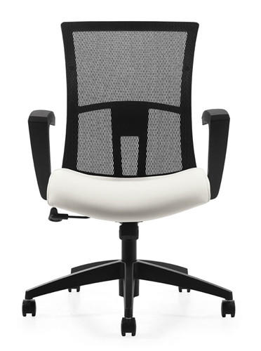 ★ジモティ割あり★  PCチェア 黒✕白 H62×D55×W106 クリーニング済み OJ5376 Global Total Office 6322-4-C Vion Mid Back Chair