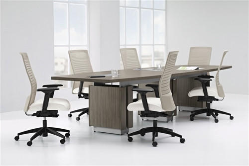 Global Total Office Model Z48120BE Absolute Acajou Finished Zira Series Boat Shaped Conference Table (Available with Power!)