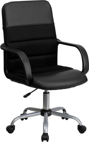  Flash Furniture Mid Back Black Leather and Mesh Office Chair 