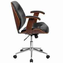  Flash Furniture Mid Back Black Leather and Wood Executive Chair 