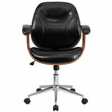  Flash Furniture Mid Back Black Leather and Wood Executive Chair 