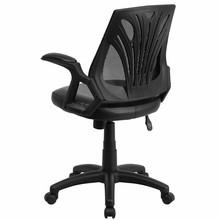  Flash Furniture Mid Back Black Mesh Chair with Leather Seat 