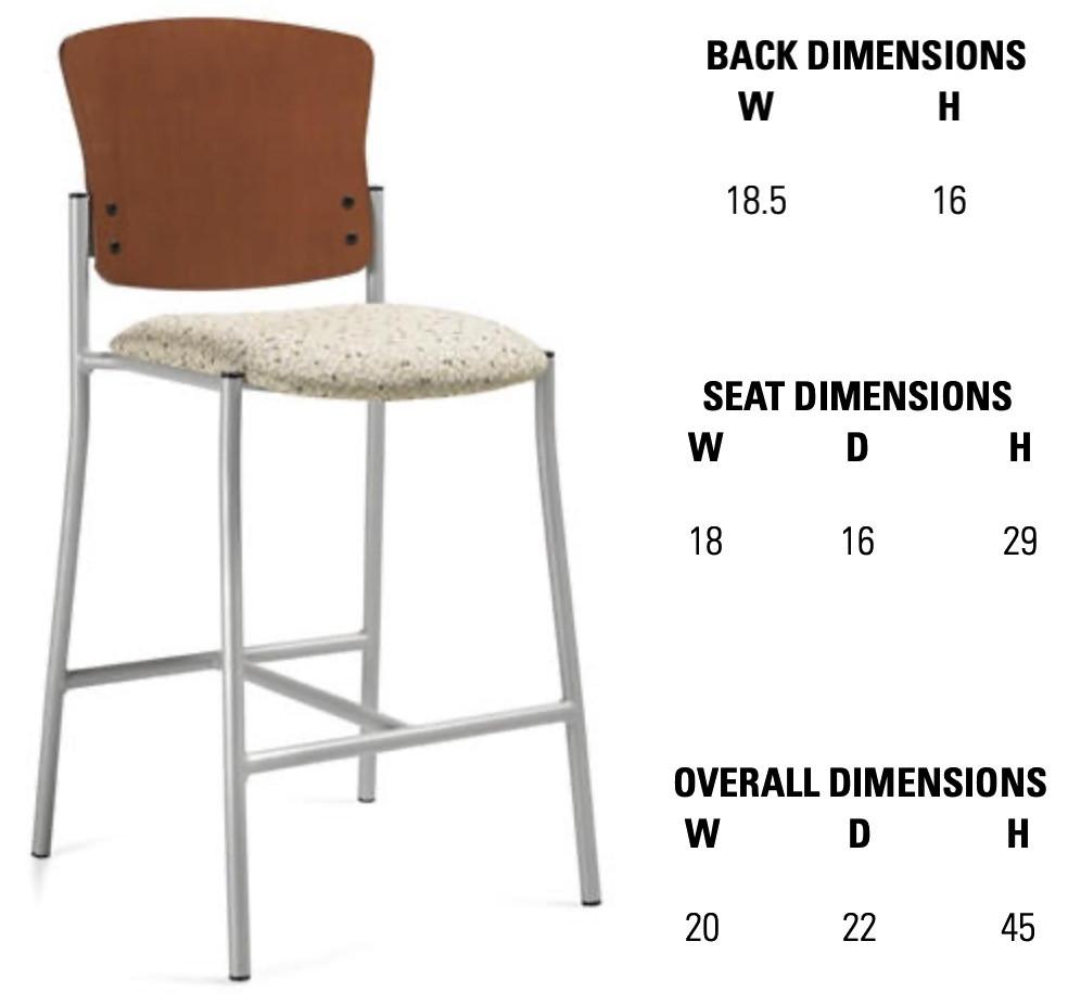 Global Total Office Global Twilight Series Armless Bar Stool with Wood Back - 2189