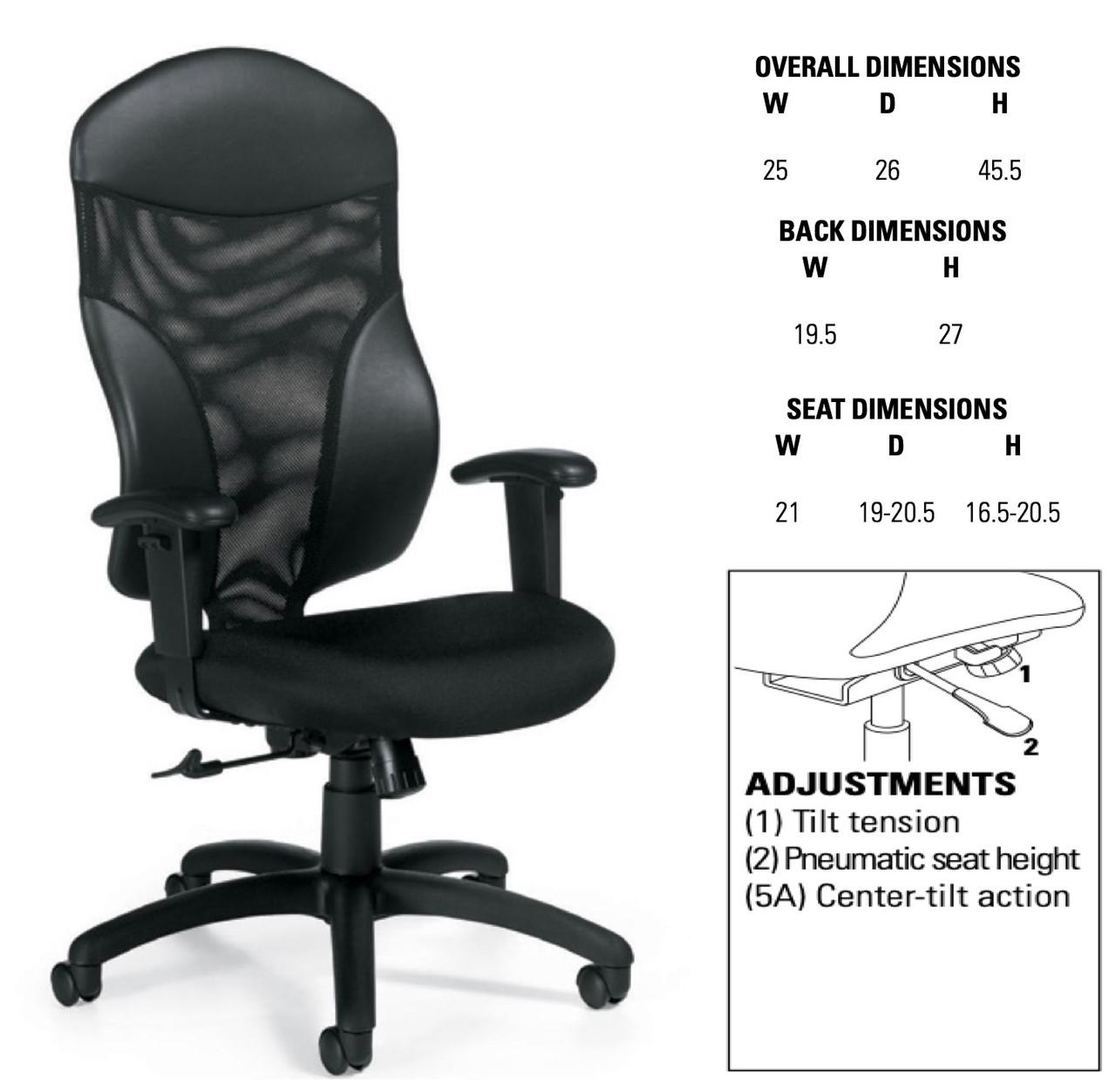Global Total Office Global Tye High Back Tilter Chair 1950-4 with Adjustable Arms
