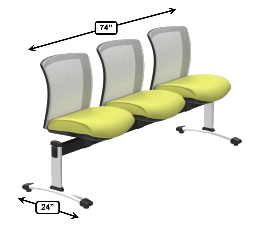 Global Total Office Global Vion 3 Person Mesh Back Beam Chair VON501 (Designer Color Combinations!)