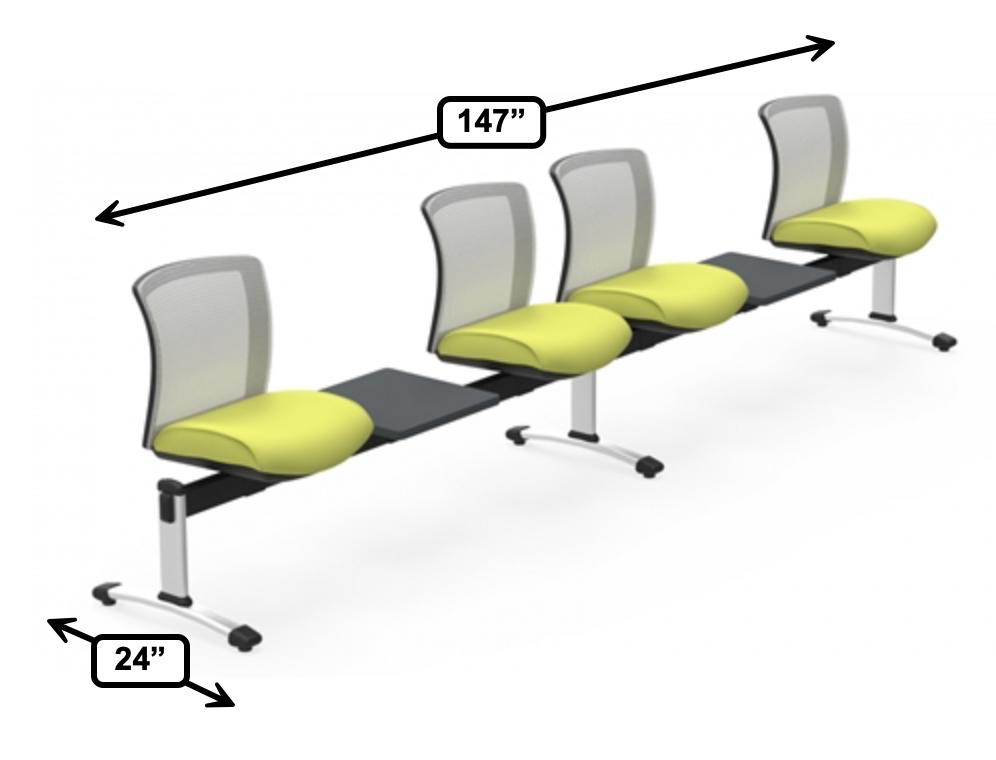 Global Total Office Global Vion Mesh Back Armless Beam Seating Configuration VON505 