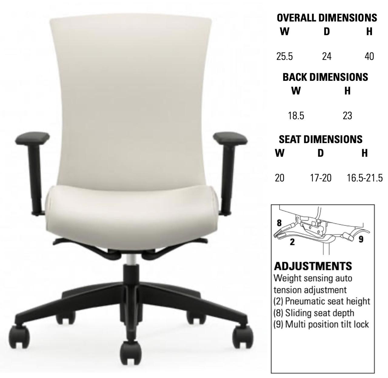 Global Total Office Global Vion Series 6331-8 High Back Weight Sensing Ergonomic Office Chair