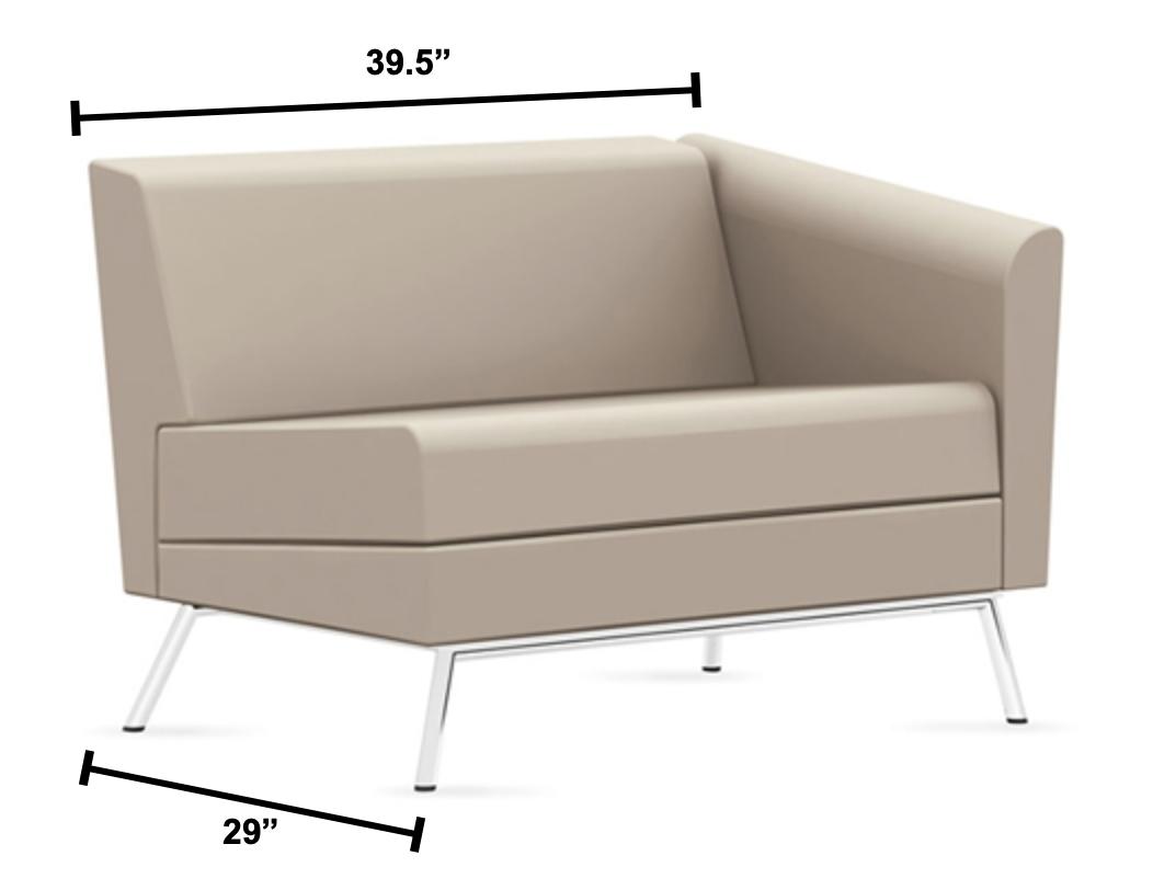 Global Total Office Global Wind Linear Series 3361LLM Left Arm Vinyl Lounge Chair