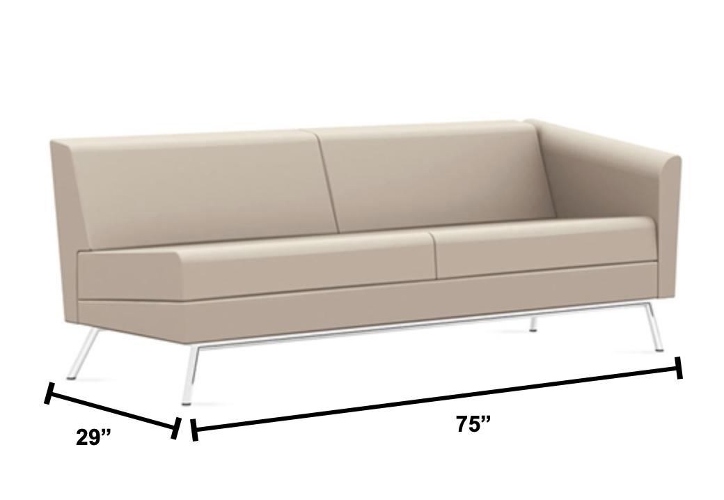 Global Total Office Global Wind Linear Series 3363LLM Left Arm Leather Sofa