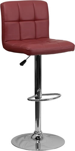  Flash Furniture Modern Burgundy Vinyl Adjustable Bar Stool with Chrome Base 