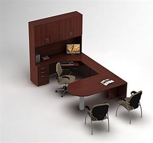 Global Total Office Global Zira Collaborative U-Desk with Storage Hutch 