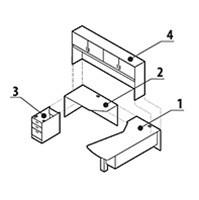 Global Total Office Global Zira Modular L-Desk with Hutch 