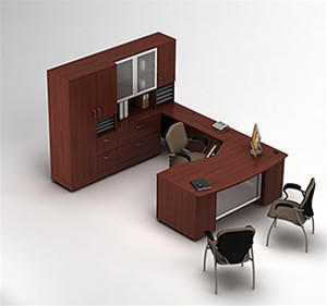 Global Total Office Global Zira Series Executive U-Shaped Workstation with Storage