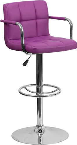  Flash Furniture Purple Vinyl Cafe Bar Stool with Arms 