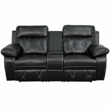  Flash Furniture Real Comfort Series Black Leather 2 Person Home Theater Recliner with Cup Holders 