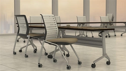 Mayline Group Mayline 72" Flip-N-Go Training Room Nesting Table with Silver Base - LF2472