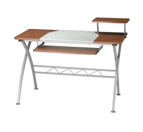 Mayline Group Mayline 972 Vision Series Metal Computer Desk with Cherry Finish and Glass Accents
