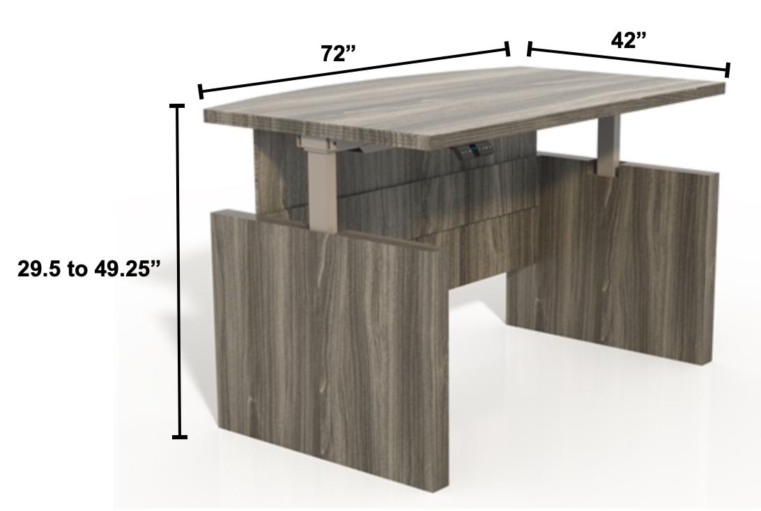 Mayline Group Mayline Aberdeen 72" Height Adjustable Bow Front Desk ABDH7242