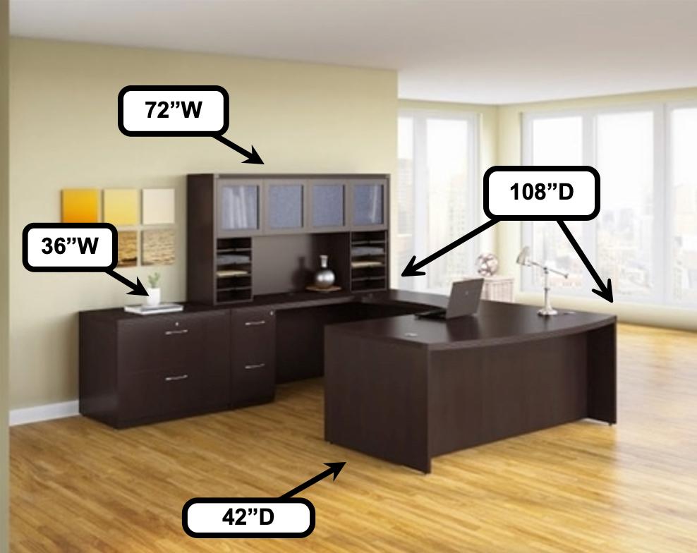 Mayline Aberdeen Series Mocha U Shaped Desk