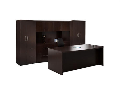 Mayline Group Mayline AT8LDC Aberdeen Series 8 Piece Executive Office Desk Set with Mocha Finish