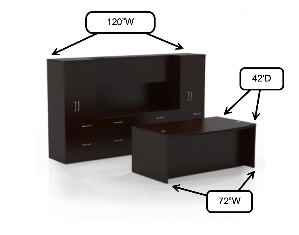 Mayline Group Mayline AT8LDC Aberdeen Series 8 Piece Executive Office Desk Set with Mocha Finish