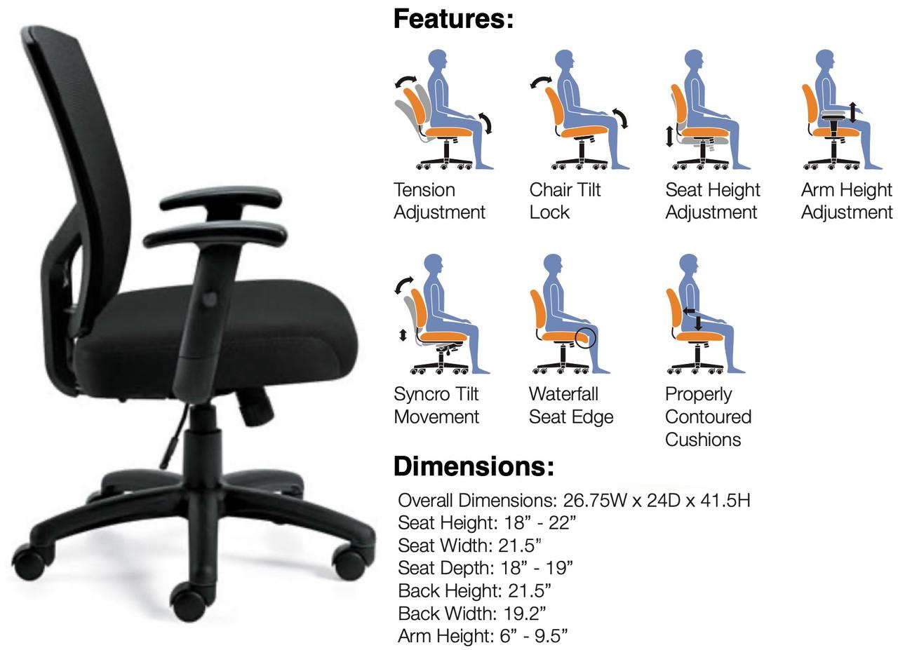 Offices To Go 11516B Mesh High Back Managers Chair