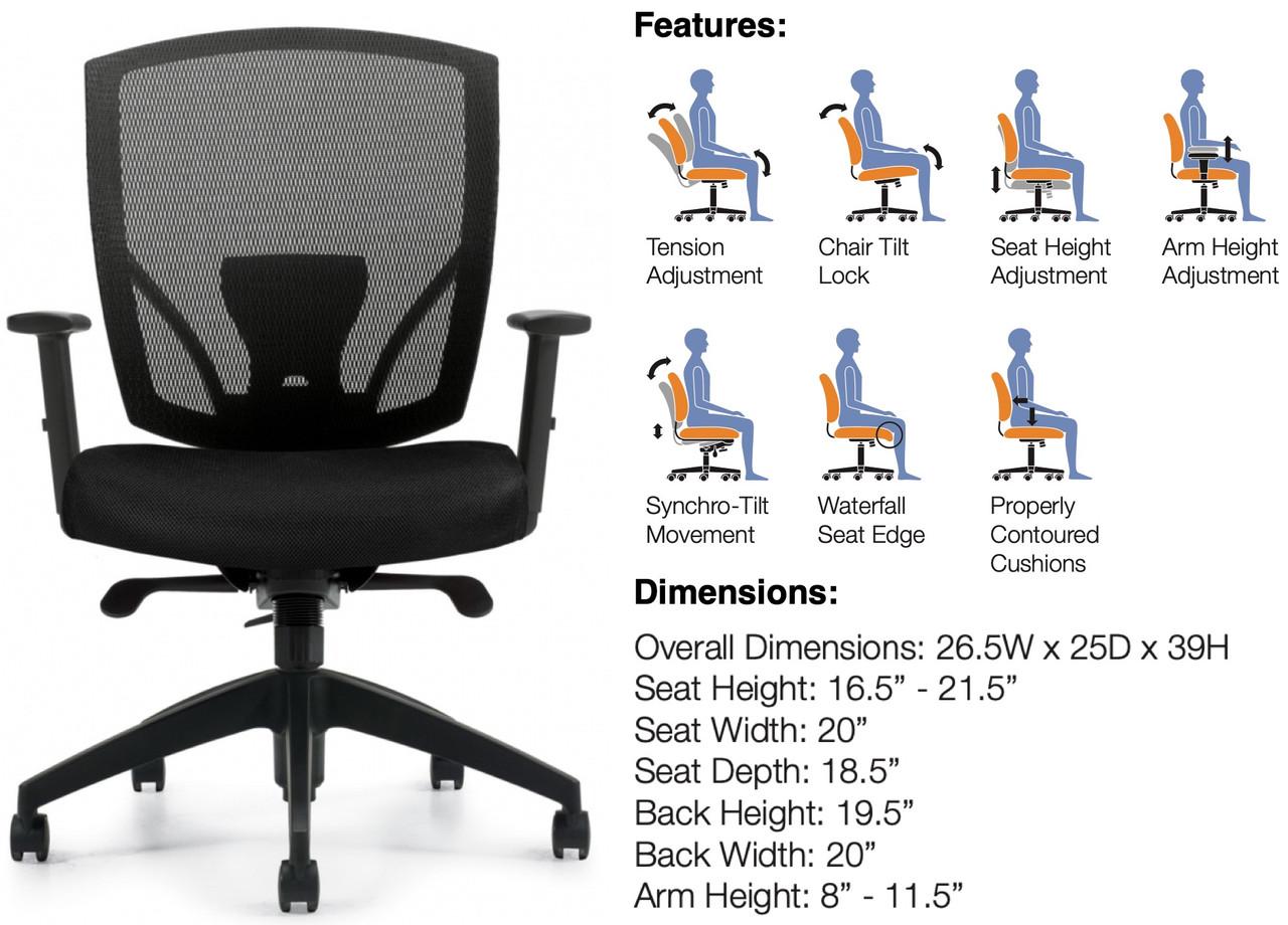 Offices To Go 2801 Mesh Back Office Chair with Synchro-Tilter Mechanism