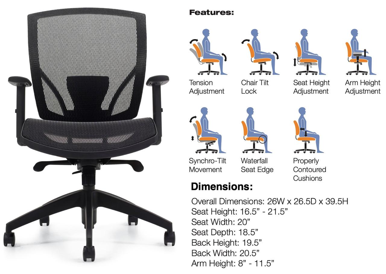 Offices To Go 2821 Black Mesh Synchro Tilt Task Chair