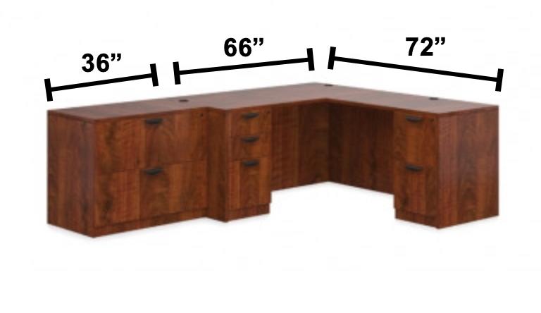  Offices To Go Dark Cherry Superior Laminate Series Corner Desk with File Cabinet 