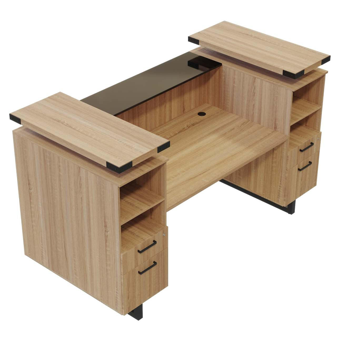 Safco Products Safco Mirella 78" Floating Glass Top Reception Desk MRRD78 (4 Finish Options!)