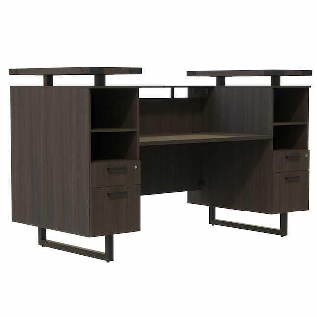 Safco Products Safco Mirella 78" Floating Glass Top Reception Desk MRRD78 (4 Finish Options!)