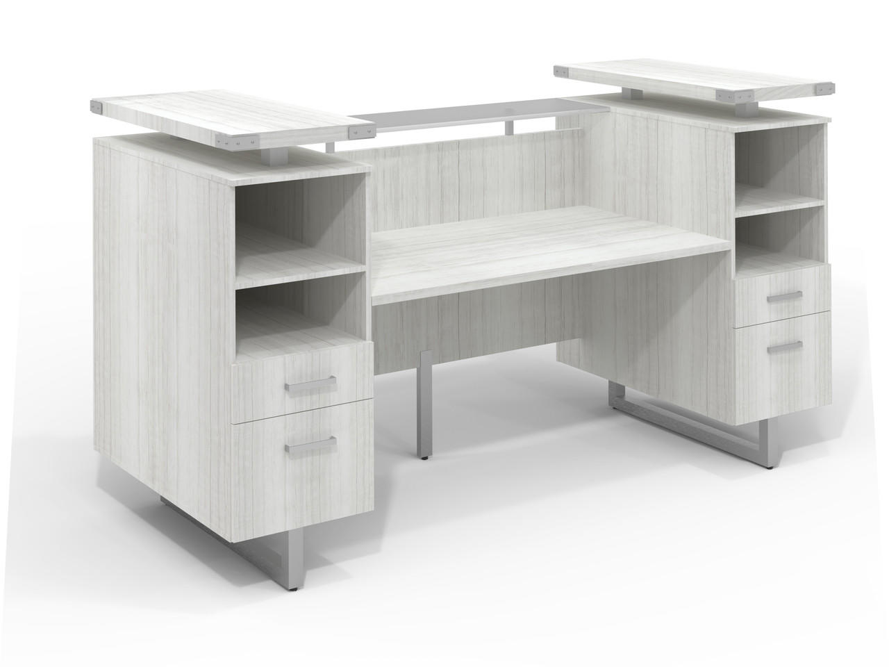 Safco Products Safco Mirella 78" Floating Glass Top Reception Desk MRRD78 (4 Finish Options!)