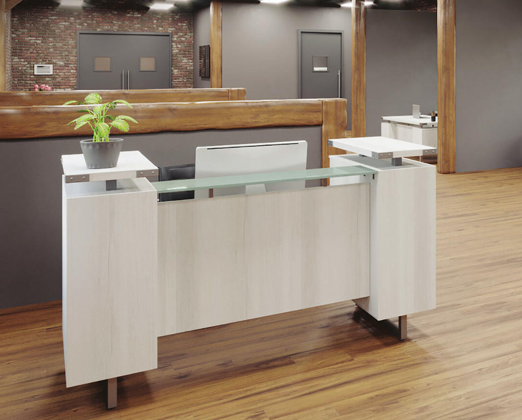Safco Products Safco Mirella 78" Floating Glass Top Reception Desk MRRD78 (4 Finish Options!)