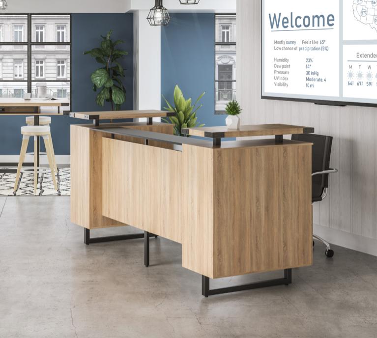 Safco Products Safco Mirella 78" Floating Glass Top Reception Desk MRRD78 (4 Finish Options!)