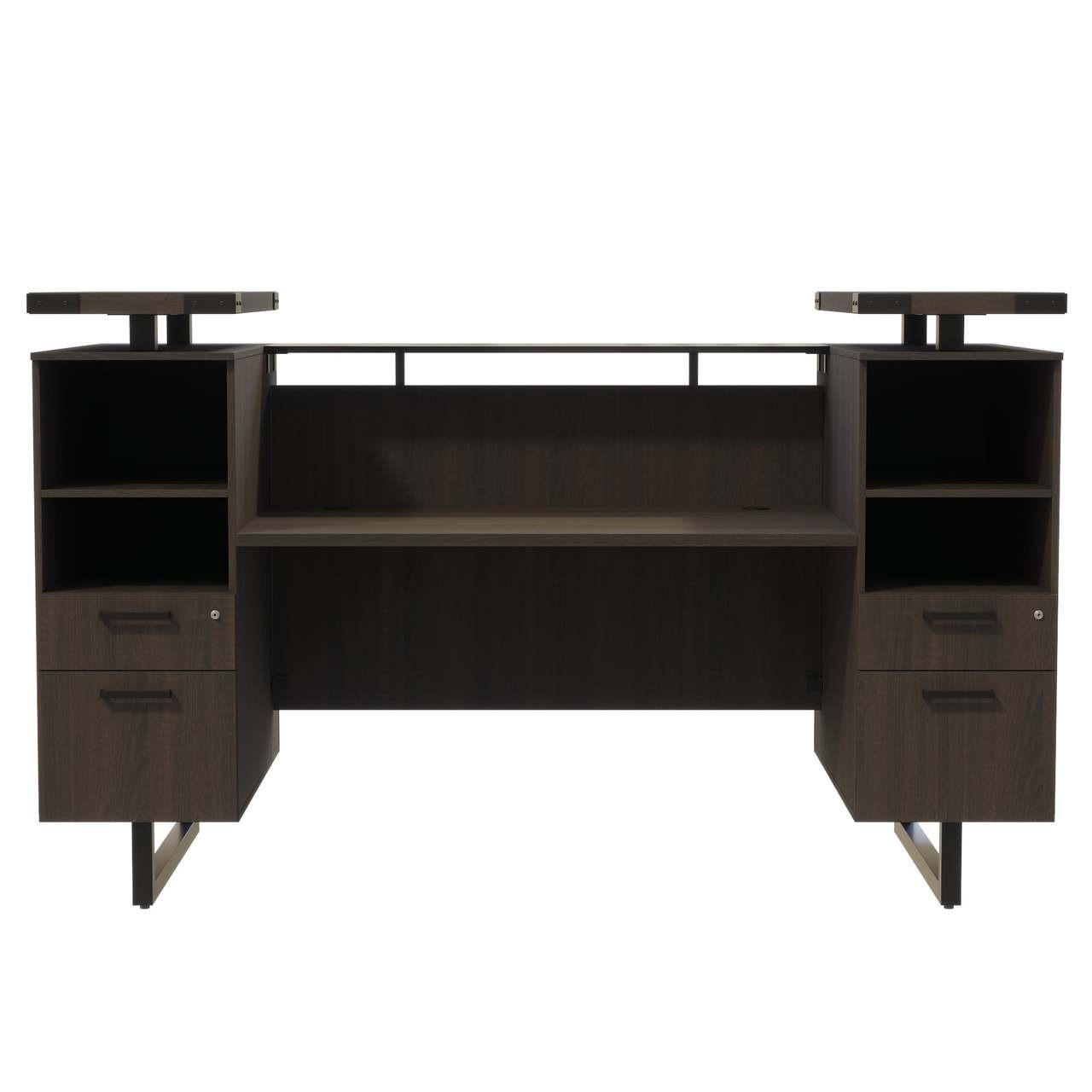 Safco Products Safco Mirella 78" Floating Glass Top Reception Desk MRRD78 (4 Finish Options!) 